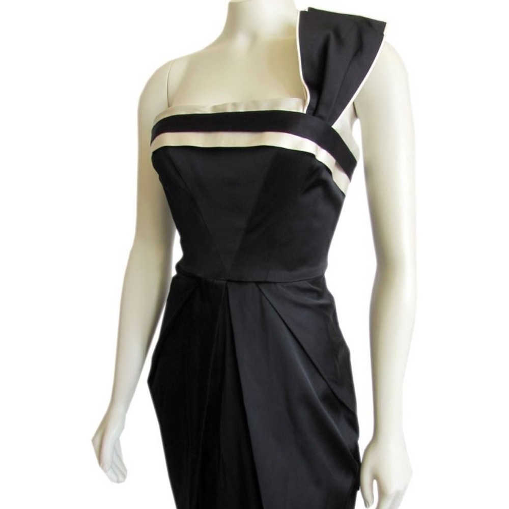 BCBGMaxAzria one shoulder black cocktail dress